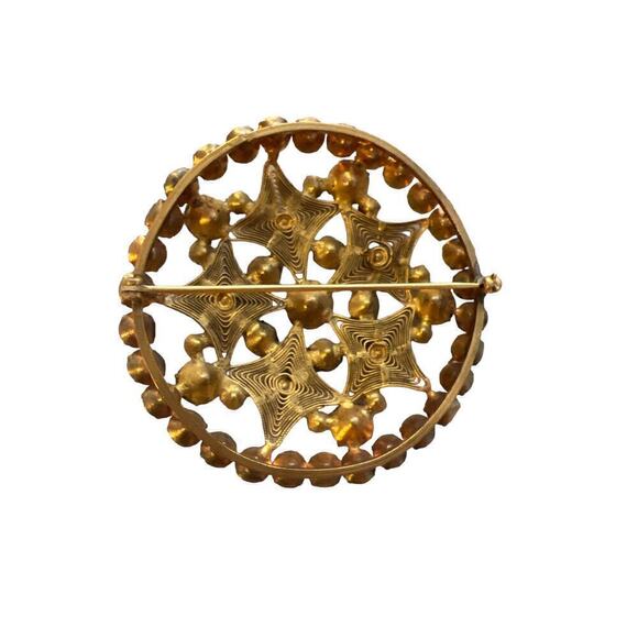 Vintage snowflake star-shaped gold tone brooch - Picture 2 of 2